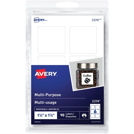 Self-Adhesive Multi-Purpose Labels Square 1-1/2 x 1-1/2 (pkg 15)
