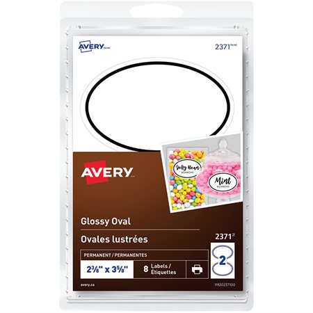 Multi-pupose Labels Permanent Oval 2-3/8 x 3-5/8 (pkg 8)