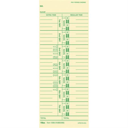 Cartes de temps avec jours numérotés