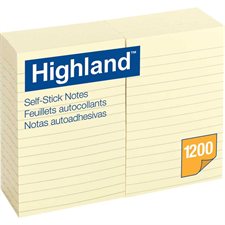 Highland™ Self-Adhesive Ruled Notes - 4 x 6 in - Yellow - Pack of 12