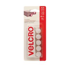 Attaches Velcro® Ronds, 5/8". Paquet de 15. blanc