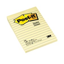 Post-it® Self-Adhesive Ruled Notes - 4 x 6 in - Canary Yellow