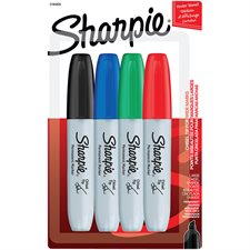 Marqueur permanent Sharpie® - Pointe biseautée - Paquet de 4 - Couleurs variées