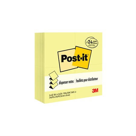 Feuillets éclair autoadhésifs Post-it® format club - 3 x 3 po - Jaune canari - Paquet de 24
