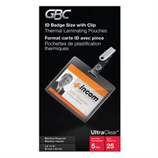 Pochette de plastification HeatSeal® UltraClear™ - 5 mil - Cartes d'identification avec trou - Boîte de 25