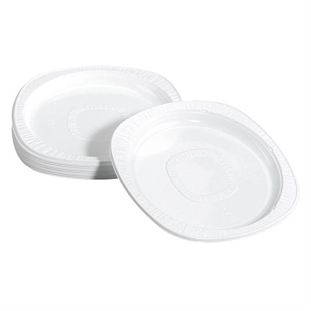 Assiettes blanches Polaronde™ en plastique de 6 pouces - Paquet de 125