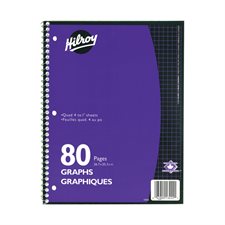 Cahier quadrillé de 80 pages à reliure spirale à trois trous 