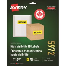 Étiquettes fluorescentes 2-5/8 x 1". Paquet de 750. jaune