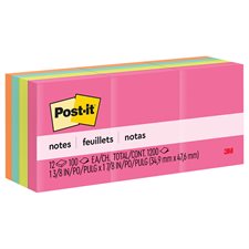 Post-it® Self-Adhesive Notes - 1.375 x 1.875 in - Assorted Colours - Pack of 12
