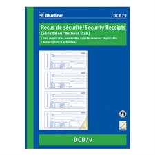 Reçus de sécurité 200 reçus. 10-7/8 x 8 po bilingue