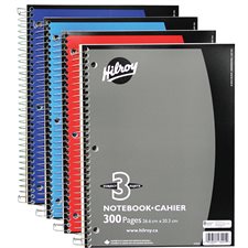 Cahier ligné 3 sujets de 300 pages à reliure spirale à trois trous