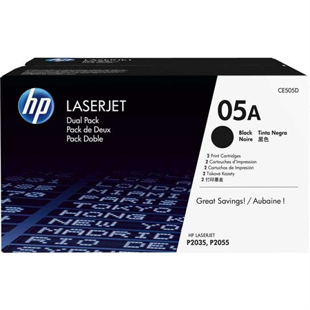 HP05A - CE505D Original LaserJet Toner Cartridges - Pack of 2 - Black