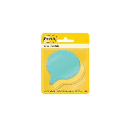 Feuillets autoadhésifs découpés spéciaux Post-it® - 2,6 x 2,6 po - 2 couleurs - Bulle de BD