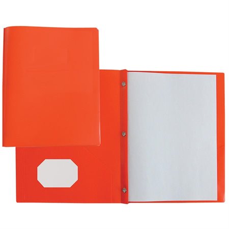 Couverture de présentation à 3 attaches et  2 pochettes Poly Tang - Orange