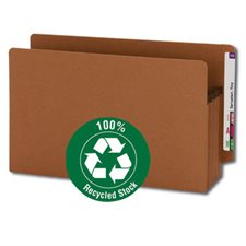 Pochettes de classement latéral 100 % recyclées en fibres rouges Expansion de 3-1/2". Boîte de 25 format légal