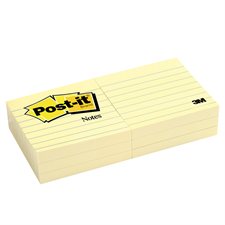 Post-it® Self-Adhesive Ruled Notes - 3 x 3 in - Canary Yellow - Pack of 6