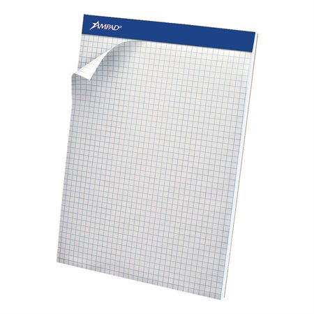 Bloc de papier blanc perforé quadrillé 4 c./po.