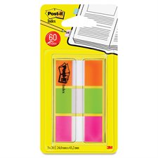 Languettes autoadhésives larges inscriptibles Post-it® - 1 x 1,75 po - Couleurs vives variées