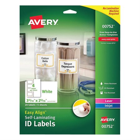 Durable Self-Laminating ID Labels 3-5/16 x 2-5/16" (20)