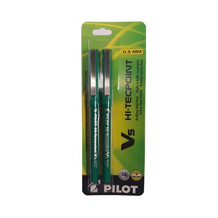 Hi-Tecpoint V5 / V7 Rollerball Pens 0.5 mm. Package of 2. V5. green