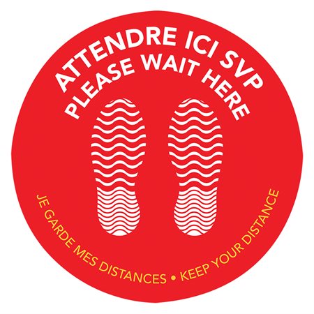 Self-Adhesive Floor Pads For Waiting Lines bilingual