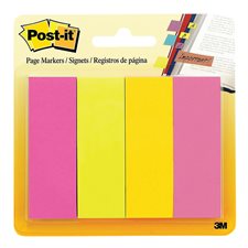 Languettes signets autoadhésifs Post-It® - 1 x 3 po - Couleurs variées