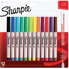 Marqueur permanent Ultra Fine Paquet de 12 couleurs variées