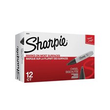 Marqueur permanent Sharpie® - Pointe biseautée - Boîte de 12 - Noir