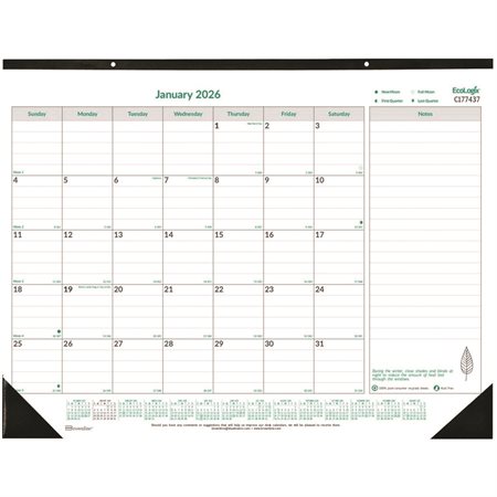 Calendrier sous-main mensuel Ecologix® (2026)