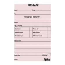 Bloc de messages téléphoniques Paquet de 25 anglais