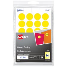 Self-Adhesive Colour Coding Labels - 3/4 in - Yellow