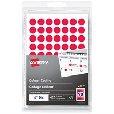Étiquettes de codage couleur autoadhésives - 1/2 po - Rouge