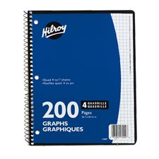 Cahier quadrillé de 200 pages à reliure spirale à trois trous
