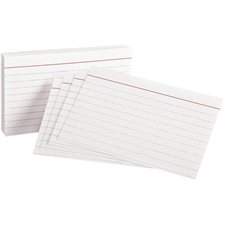 Fiches blanches lignées sur un côté - 5 x 3 po