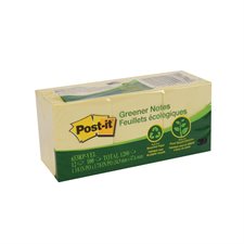 Feuillets autoadhésifs recyclés Post-it® Plus Écologiques - 1,5 x 2 po - Jaune canari - Paquet de 12