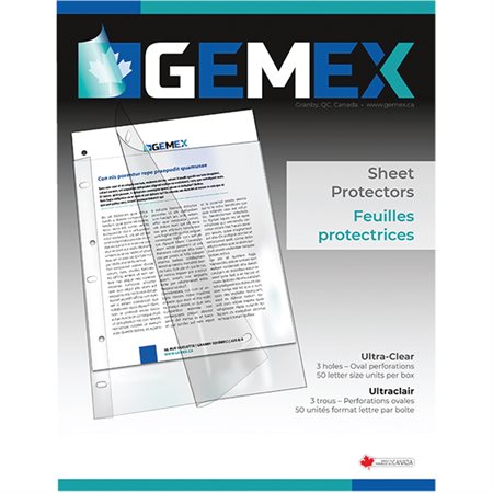 Feuille protectrice en vinyle Lettre. Avec insertion. clair