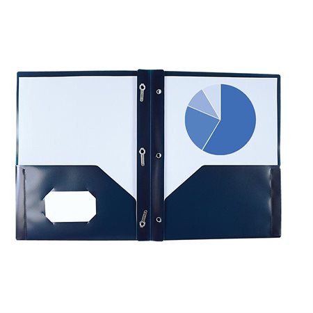 Couverture de présentation à 3 attaches et  2 pochettes Poly Tang - Bleu foncé