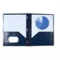 Couverture de présentation à 3 attaches et  2 pochettes Poly Tang - Bleu foncé