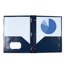 Couverture de présentation à 3 attaches et  2 pochettes Poly Tang - Bleu foncé