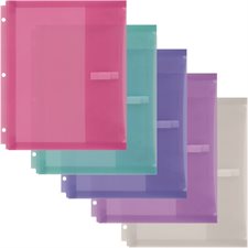 Pochette translucide à fermeture velcro pour reliure à anneaux - Couleurs variées