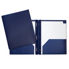 Couverture de présentation poly avec trois attaches et pochettes - Bleu