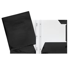 Laminated Cardstock Report Cover With Three Fasteners And Pockets - Black