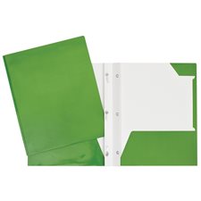 Laminated Cardstock Report Cover With Three Fasteners And Pockets - Green
