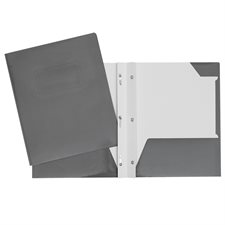 Laminated Cardstock Report Cover With Three Fasteners And Pockets - Grey