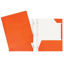 Laminated Cardstock Report Cover With Three Fasteners And Pockets - Orange