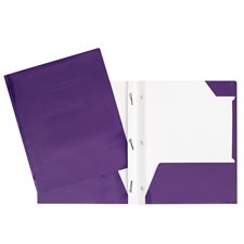 Laminated Cardstock Report Cover With Three Fasteners And Pockets - Purple