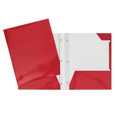 Laminated Cardstock Report Cover With Three Fasteners And Pockets - Red