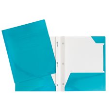 Laminated Cardstock Report Cover With Three Fasteners And Pockets - Turquoise