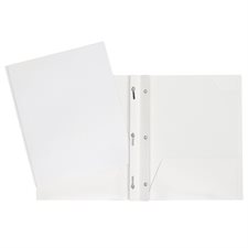 Laminated Cardstock Report Cover With Three Fasteners And Pockets - White