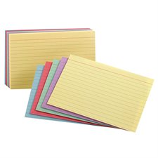 Fiches lignées de couleurs variées - 3 x 5 po